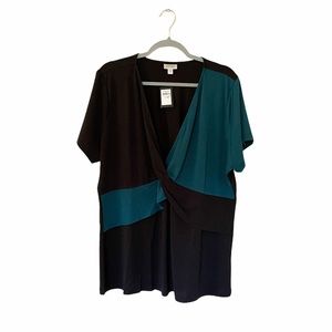 Avenue V Neck Cross Knot Blouse
